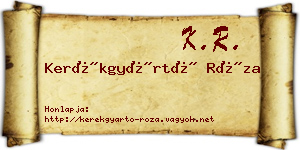 Kerékgyártó Róza névjegykártya